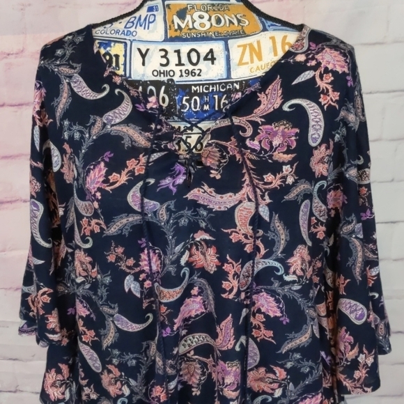 Lucky brand paisley boho top size medium - Picture 2 of 6